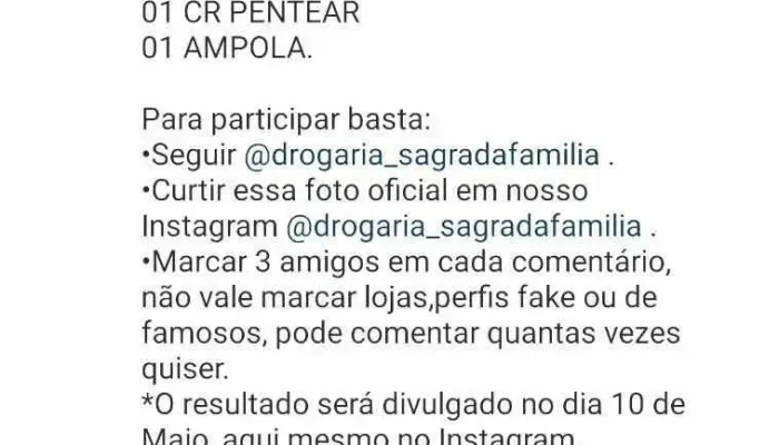 Drogaria Sagrada Familia Do Proprietario - Bocaiúva