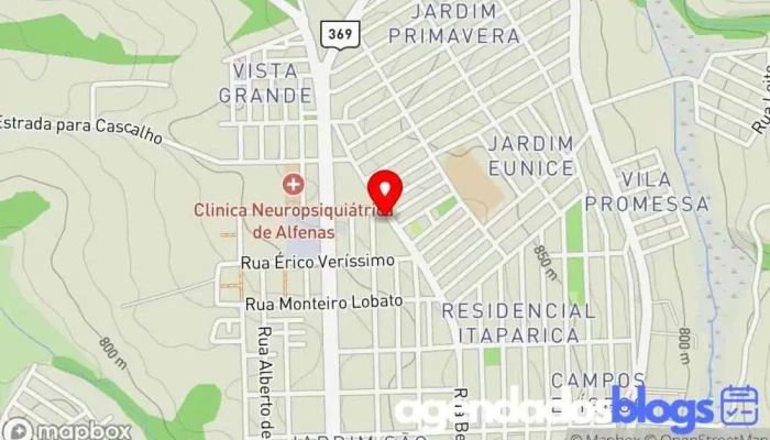 mapa de Farmácia Cobra Empresa farmacêutica, Farmácia em Alfenas